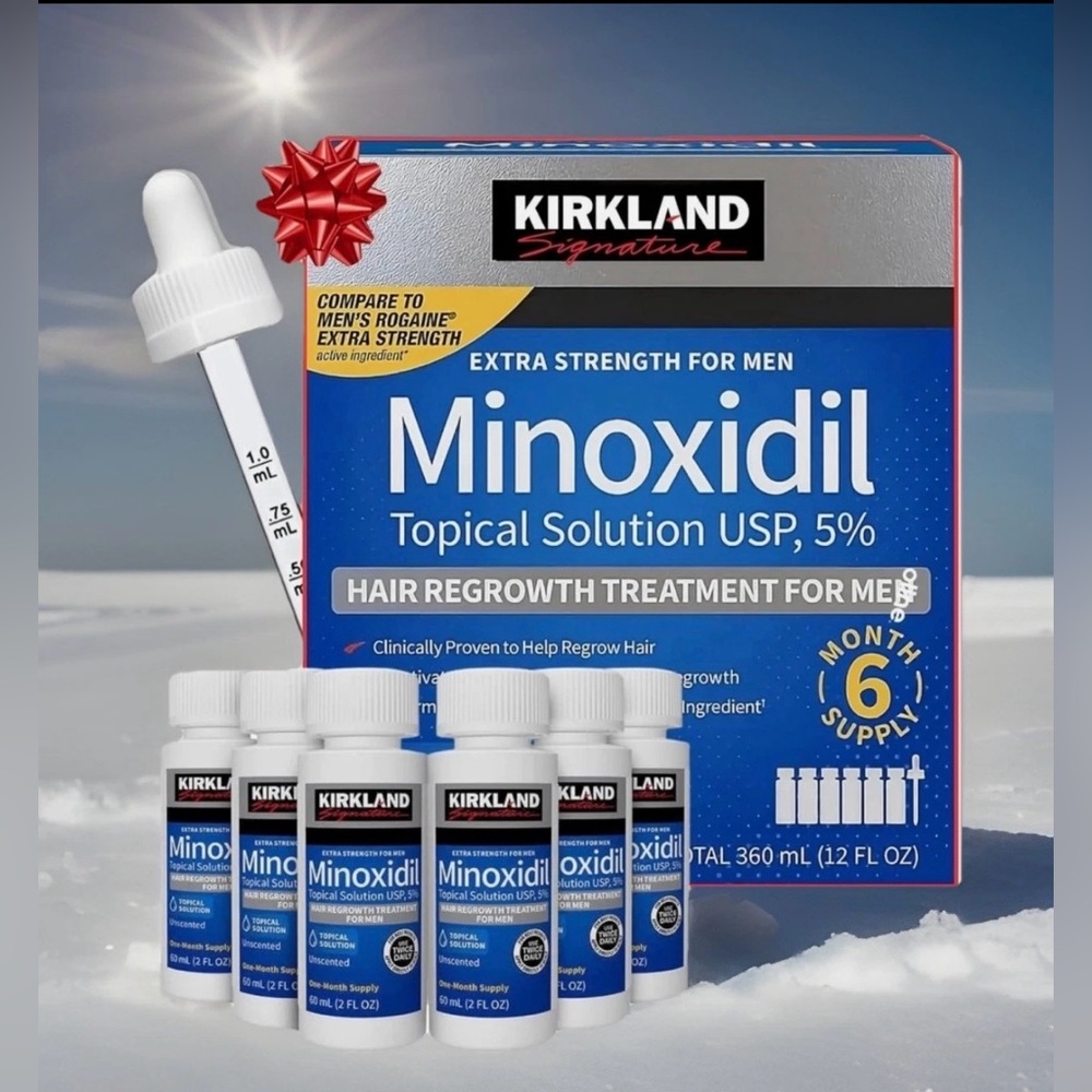 Fresh Men’s Hair Regrowth Solution, Extra Strength Minoxidil 5% (6 x 2oz) 6 Mo